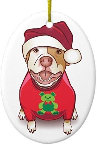 Decoración de árbol de Navidad A Pit Bull in a Bear Tee Ornamento ovalado divertido adorno de Navidad, manualidades, regalo de Navidad Decoración de árbol de Navidad A Pit Bull in a Bear Tee Ornamento ovalado divertido adorno de Navidad, manualidades, regalo de Navidad