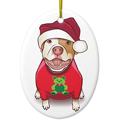 Mesllings Christmas Tree Decorations A Pit Bull in a Bear Tee Ornament Oval Funny Christmas Ornament Crafts Xmas Gift Cover