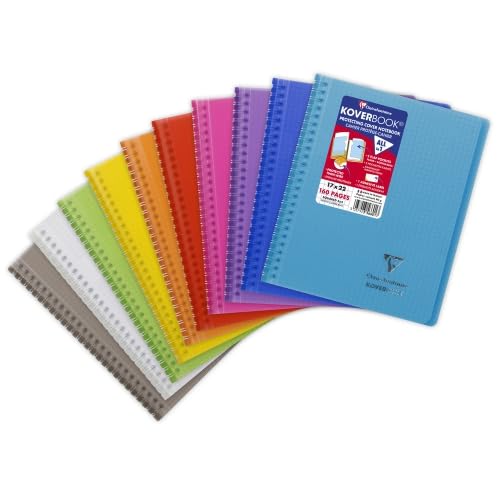 Lotto di 20 quaderni Kover Book, 17 x 22 cm, 160 fogli / 80 fogli 90 g/m², rilegatura integrale, rilegatura a quadretti, con buste trasparenti assortite (9), 5 x 5