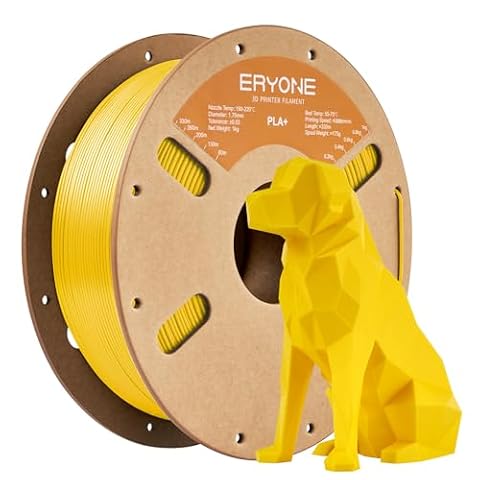 ERYONE Filament PLA+ 1.75 mm,3D Printing Filament PLA Plus for Most FDM 3D Printers,Dimensional Accuracy +/- 0.03 mm,1 kg (2.2 lbs) / Spool, Yellow