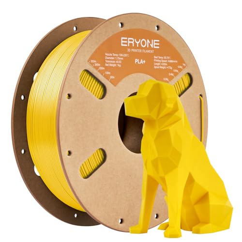 ERYONE Filament PLA+ 1.75 mm,3D Printing Filament PLA Plus for Most FDM 3D Printers,Dimensional Accuracy +/- 0.03 mm,1 kg (2.2 lbs) / Spool, Yellow