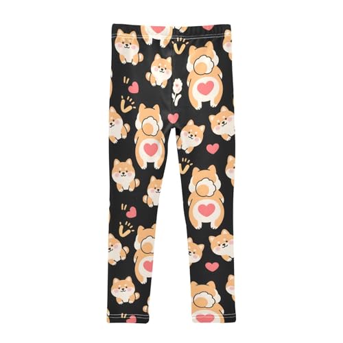 Corgi Puppy Flower Heart Girls Leggings Soft Stretch Workout Yoga Dance Pants for Kids Casual Tights2