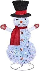 4FT Christmas Sequins Glow Snowman Warm White Light, Foldable/Popup Glow Snowman Decoration Christmas Indoor and Outdoor Gardens, Courtyard Decoration
