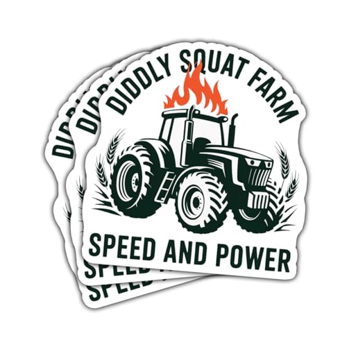 3Pcs Diddly Squat Farm Speed and Power Sticker Funny Tractor Gift for Farmers Diddly Squat Farm Speed and Power Stickers Tractor Country Life Car Decal for Laptop Bottle Notebook Toolbox Hard Hat 3"