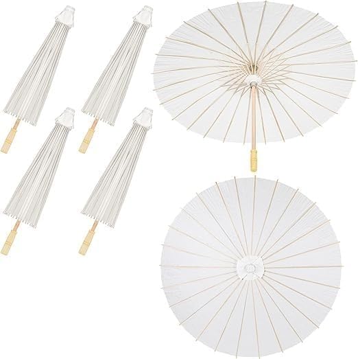 6-Pack Artistic silk Umbrellas | Oriental Style Parasol Collection for DIY Crafts, Oil silk Painting | Ideal for Weddings, Bridal Showers & Special Events Decor