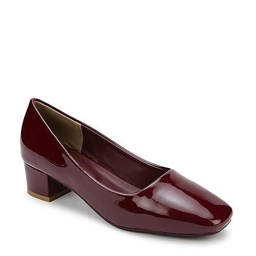 Image of Marc Loire Women Square Toe Solid Block Heel Pumps for Office, Party and Formal Wear