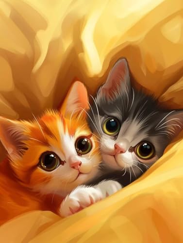 Peinture numéro adulte chat mignon kit toile acrylique 70x90cm