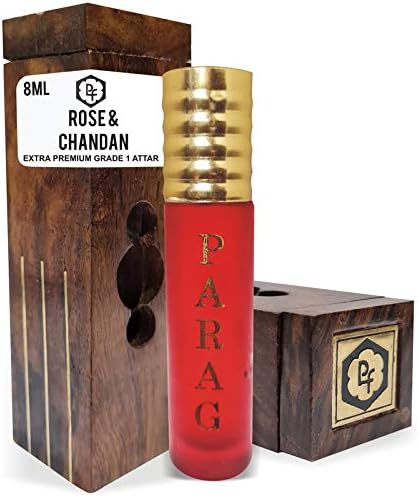Rose & Chandan Attar (Grade 1 & Bhapka Processed) With Hand Crafted Wooden Box/Extra Premium Quality Natural Attar For Men & Women/Gift For Men