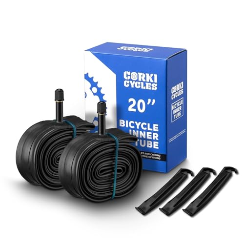 Corki Cycles 20” Bike Tubes Butyl Rubber 2 Pack Fit 1.35-1.5, Bicycle Inner Tube Replacement (Schrader Valve 32mm)