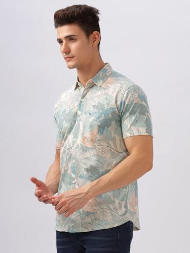 Image of BULLMER Trendy Regular Fit Printed Causal Half Sleeve Shirt for Men