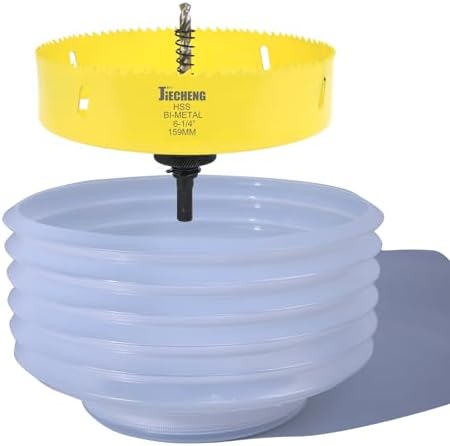6-1/4 inch Hole Saw with Dust Bowl for Recessed Light 6 inch for Cutting Wood,Drywall,Plywood-Include Large Dust Bowl-Hole Saw Cutter for Recessed Lighting