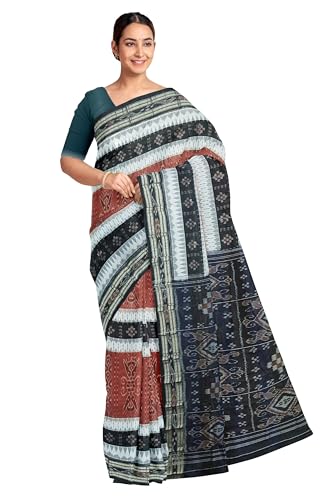 Image of Sambalpuri Cotton Saree of Odisha Ikkat Orissa Traditional Handloom Sari | Bomkai | Pata | Nuapatana | Sambalpuri Saree | Khandua Patta Sare | Without Blouse JH925