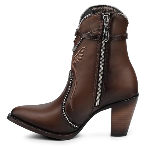 Image of Cuadra Women's Bootie Bovine Leather Embroidery with Zipper