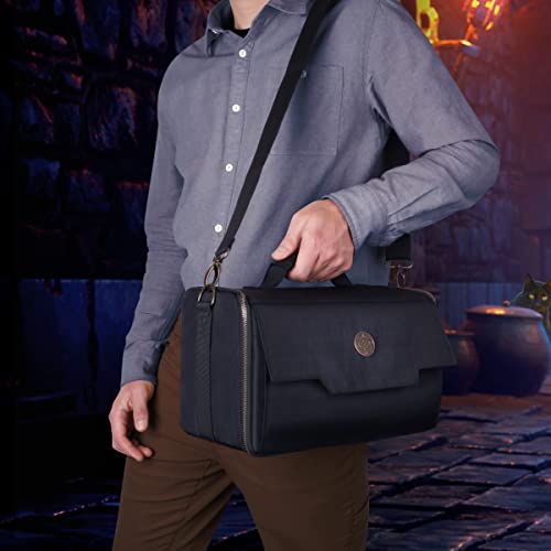 Image of ENHANCE Miniature Figure Satchel - Compact Storage & Carrying Case for DnD Miniatures with Strap, 3 Foam Trays (2 Pre-Cut and 1 Pick & Pluck Tray) - Fits 20mm to 25mm Figures (Small - Standard Base)