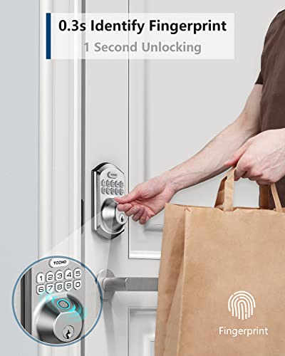 Teeho Keyless Entry Electronic Door Locks With Keypads - Smart Deadbolt Lock - Front Door Lock Set With Door Handle - Auto Lock - Easy Installation #TOP2