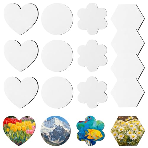 13 PcsToile Peinture, Mini Toile a Peindre Coton Magnétiques, Mini Toiles à Peindre, Toile Blanche pour Peintures Acryliques Huile Peintres aquarelle (cœur,...