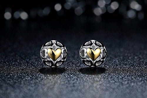 Pendientes de tuerca de corazón calado en plata de ley 925 para mujer 5