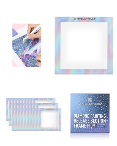 Foreveryoung Reusable Diamond Art Release Section Frame Film 30 PCS Non-Stick Release Paper for Diamond Painting Lovers 10 10 cm Diamond Art Accessories and Tools for Sectioning Gradient Rainbow