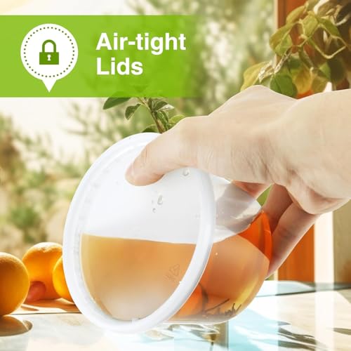 LATERN 24 Pezzi Contenitori di Plastica con Coperchi, 360ml /12oz Bicchieri Riutilizzabili per Conservazione Degli Alimenti a Prova di Perdita Congelatore Sicuro Microonde Contenitore per Zuppe - immagine 4