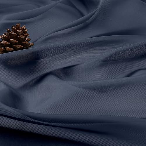 Image of OWENIE Extra Long Navy Blue Sheer Curtains 96 Inches Long 2 Panels Set, Soft Lightweight Airy Voile Sheer Curtain for Bedroom Living Room, Rod Pocket Solid Color Farmhouse Curtains, 59 inch Wx96 L Inch