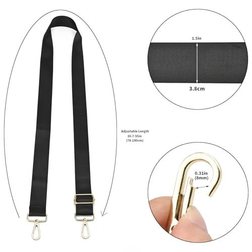 Image of Purse Strap Gold Hardware Replacement Crossbody Bag Strap, Wide Adjustable Shoulder Strap