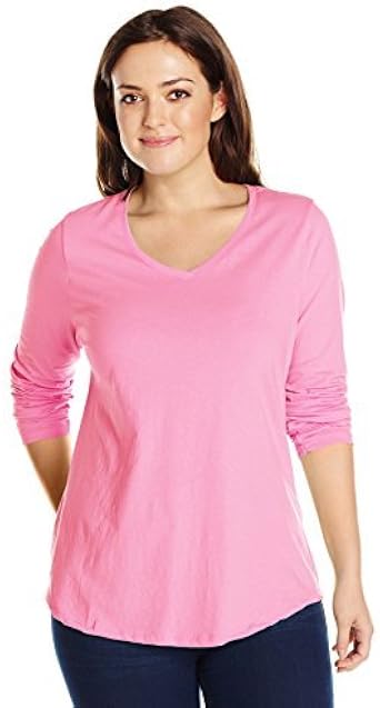 Plus-Size Long-Sleeve V-Neck T-Shirt 