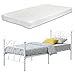 Produktbild [en.casa] Metallbett Apolda 90x200 cm Jugendbett mit Matratze und Lattenrost Einzelbett mit Kaltschaummatratze bis 200kg Weiß