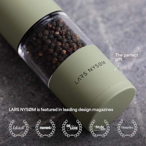 Image of LARS NYSOM Salt and Pepper Grinder Set, Manual Salt and Pepper Mills with Adjustable Ceramic Grinder, Design Spice Shaker Set (Brown /Beige)