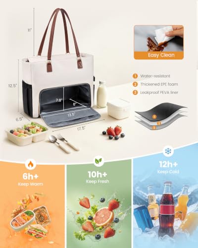 Image of LOVEVOOK Work Bag with Lunch Compartment, 15.6-Inch Teacher Tote for Women