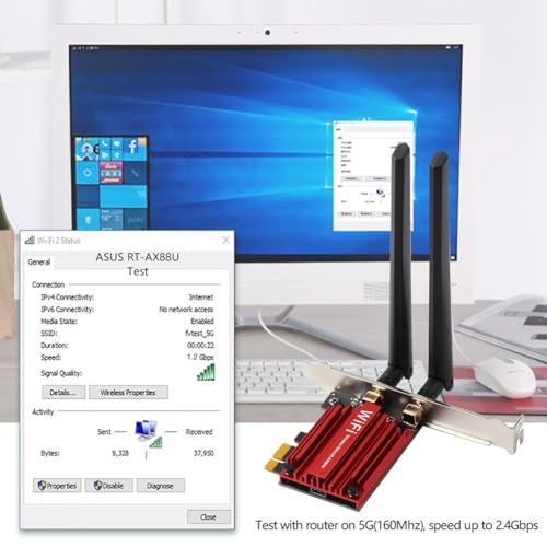 Adaptador Inalámbrico PCI Express WiFi 6 Solución definitiva para PC sin Cable con Bluetooth 5.2 6