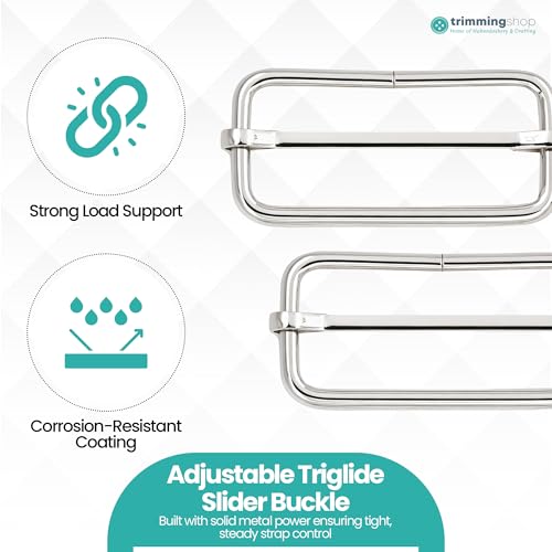 Trimming Shop 50mm Silber Triglide Schnalle Drehgelenk Metall Slide Trigger Snap Haken für Gurtband Träger, langlebig, leicht, Rucksack, gurthalteband Gurt, PET Halsbänder und Tasche Zubehör, 2pcs