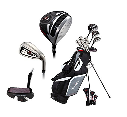 Precise M5 Complete Golf Club Set for Men - Left Handed Tall Mens Golf Clubs Full Set w/Driver, Wood, Hybrid, Irons, Putter, Stand Bag & Headcovers - Beginner Friendly Package - Black/Red by PRECISE - Used condition - US$243.37