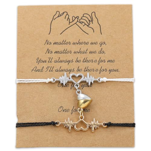 DAKLOP Pulseras pareja magnéticas corazón 2 piezas, pulsera pareja pulseras...