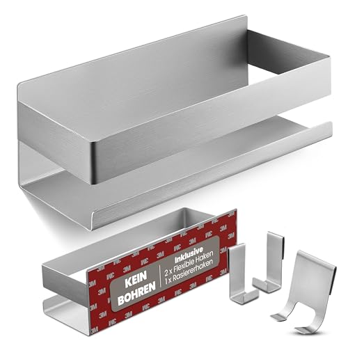 LIEBHEIM Duschablage Duschkorb Badregal ohne Bohren - Montage mit Industrie...