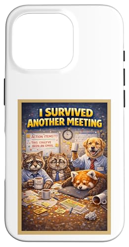 Office Survived Meeting Work ����ȃp���f�B�A�[�g�O���t�B�b�N �X�}�z�P�[�X iPhone 16 Pro �p