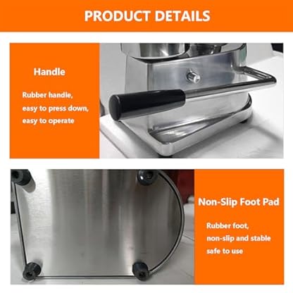 QUSYZD Hamburger-Patty-Maker 4″/5″/6″, Manueller Fleischklopfer zum Plätzchenpressen, Kommerzielle Burger-Presse für Restaurantküchen, mit 500 Stück Patty-Papier und 3 Spülhandschuhen, – Bild 6