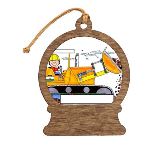 PrintedPerfection.com Personalized Bulldozer Operator - Female Wooden Snow Globe Shaped Christmas Ornament