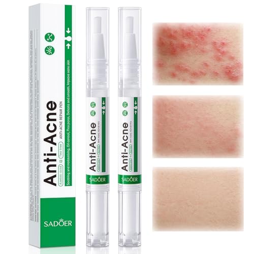 2mlx2 Anti Acné Pen,Acne Facial Skincare Pen,Portable Facial Skincare Pens,Cuidado de la piel grasa y con tendencia al acné Pen,Cuidado facial diario