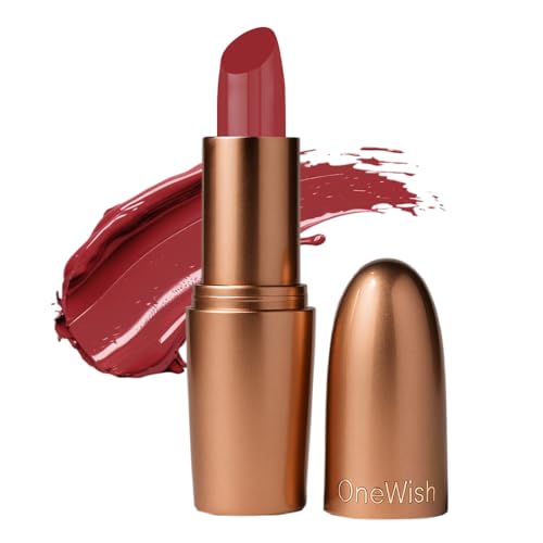 Image of One Wish Creamy Matte Lipstick - Berry Blush Shade 21 | Long Lasting | Full Coverage | High-Pigment | SPF | Enriched with Vitamin E, Almond Oil & Shea Butter | Smooth Finish | 3.8g