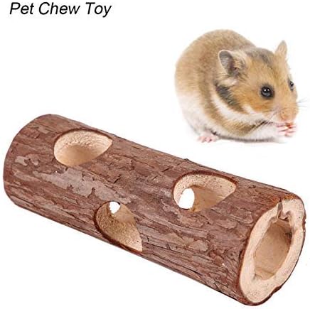 Oumefar Pet Chew Toy Wooden Forest Hollow Tree Trunk Tunnel Tube Toy Hamster Tunnel Wood Hideout for Small Animals Hamsters Rats(Big)