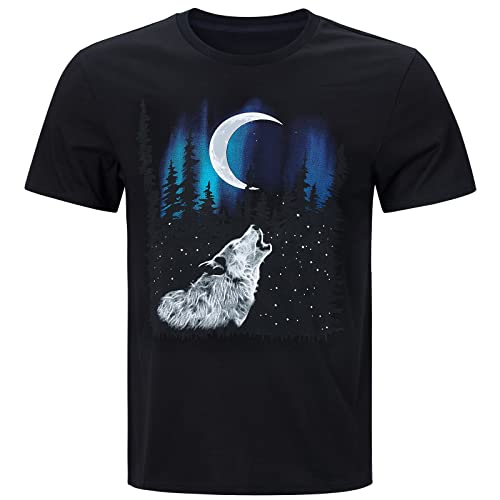 Wolf T Shirt Homme 3D Graphic Ete Tees Shirt Casual Tshirt Graphique Personnalisé Nouveauté Tops Coton À Manches Courtes Col en V Tee Shirts M Noir Cover