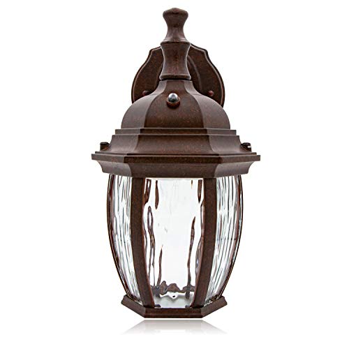 Maxxima Led Outdoor Wall Light - Features Clear Water Glass, 3000K Warm White, 580 Lumens, Dusk To Dawn Photocell Light Sensor, Patio Or Porch Sconce Fixture thumb #1
