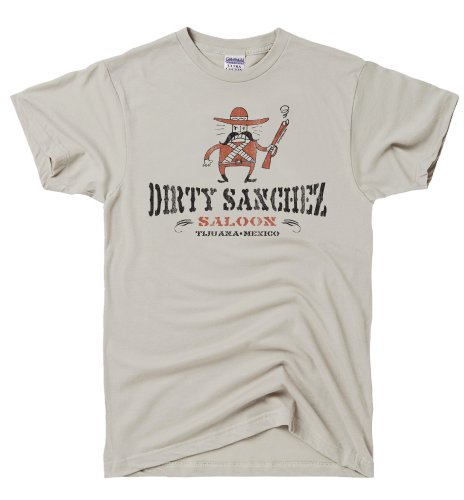 DIRTYRAGZ Mens Dirty Sanchez Saloon Graphic T Shirt 2XL Khaki