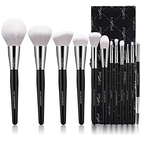 Makeup Brushes Set, 12 pcs Brush Set with Makeup Brush Bag, Travel Eye Makeup Brushes set professional, Enther & LaFeel Cosmetics Foundation Concealers Powder Blush Blending Face Eye Shadows Brush Cover