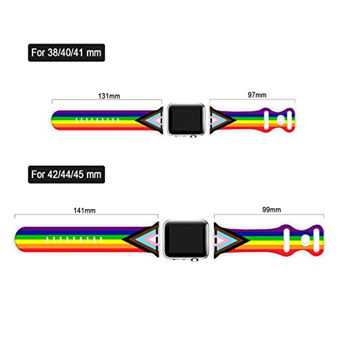 Lgbtq Flag Pride Watch Bands Compatible with Apple Watch 38mm 40mm 41mm 42mm 44mm 45mm Silicone Wristbands Replacement Strap for IWatch Series 7 6 5 4 3 2 1 SE Women Men Unisex Gifts(38mm/40mm)