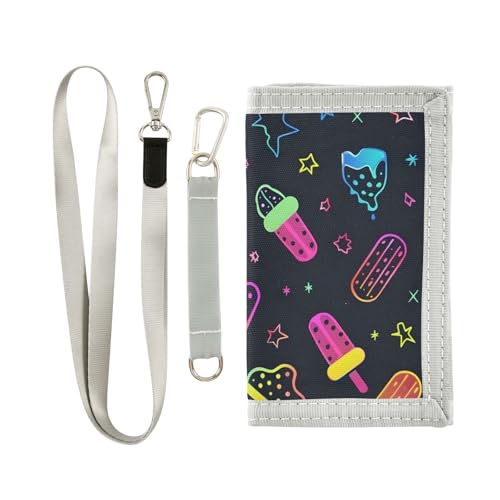 ALAZA Kids Wallets for Boys Girls Toddler Trifold Wallet Children Small Ice Cream Ice Pop with Zipper Coin Pocket