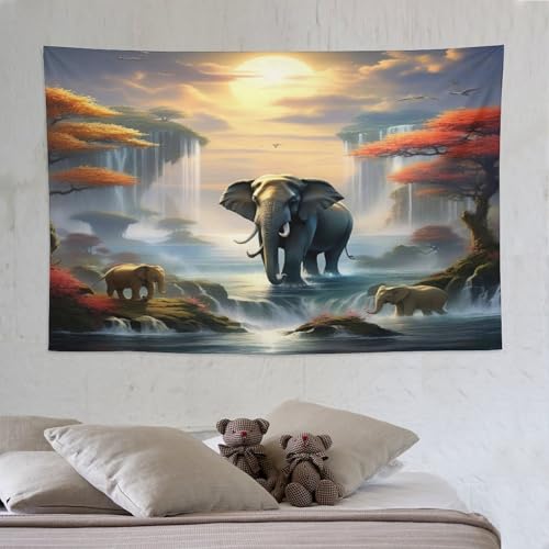 Tapisserie murale éléphant tenture bohème grand format 150x230cm salon