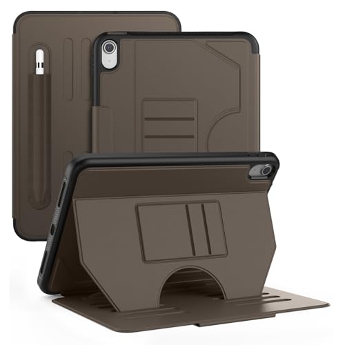 Image of ProElite Cover Case for Apple iPad (A16) 11th /10th Gen (2025 /2022) Case, Smart Magnetic Shockproof Protective Case with 5 Stable Stands with Pencil Holder for Apple iPad 11th /10th Gen, Brown