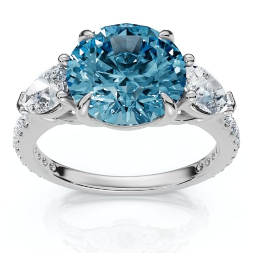 Pompeii 3 1/2Ct Fancy Blue Lab Grown Accent Diamond Engagement Ring 14k Gold (F/G,VS1-VS2)