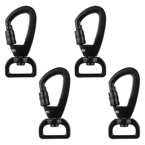 UFURMATE 4Pcs Swivel Snap Hook Locking Clip, Black 20mm Square Ring